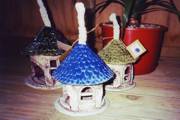 Stoneware bird feeders